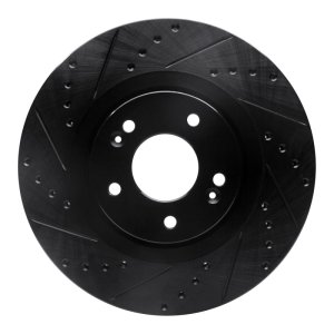 Kia Sorento Brake Rotor (1) - Front Left - R1 Concepts - Drilled & Slotted - Black - `15-`20